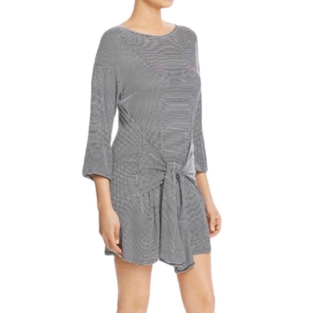 Elan Striped Front Tie Tunic Dress